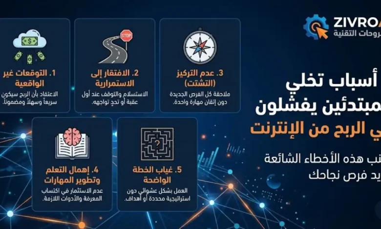 5 أسباب تخلي المبتدئين يفشلون في الربح من الإنترنت (وكيف تتجنبها)